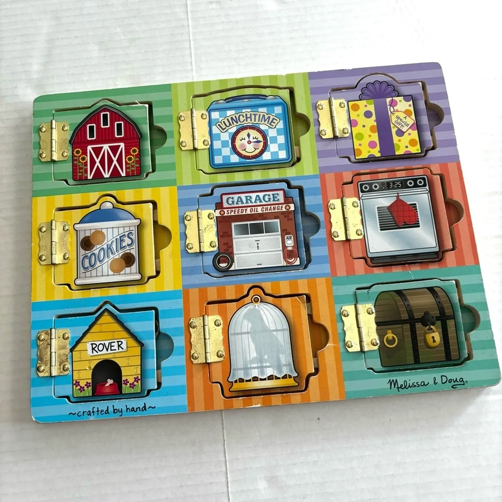 Melissa & Doug Wooden‎ Puzzles Bundle of 3 Hide & Seek Farm Sounds Hinged Doors